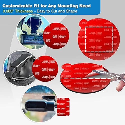 Miniatura 5 de Almohadillas adhesivas de doble cara para montaje de cámara de salpicadero, fabricadas con 3M VHB, paquete de 4 cintas adhesivas redondas