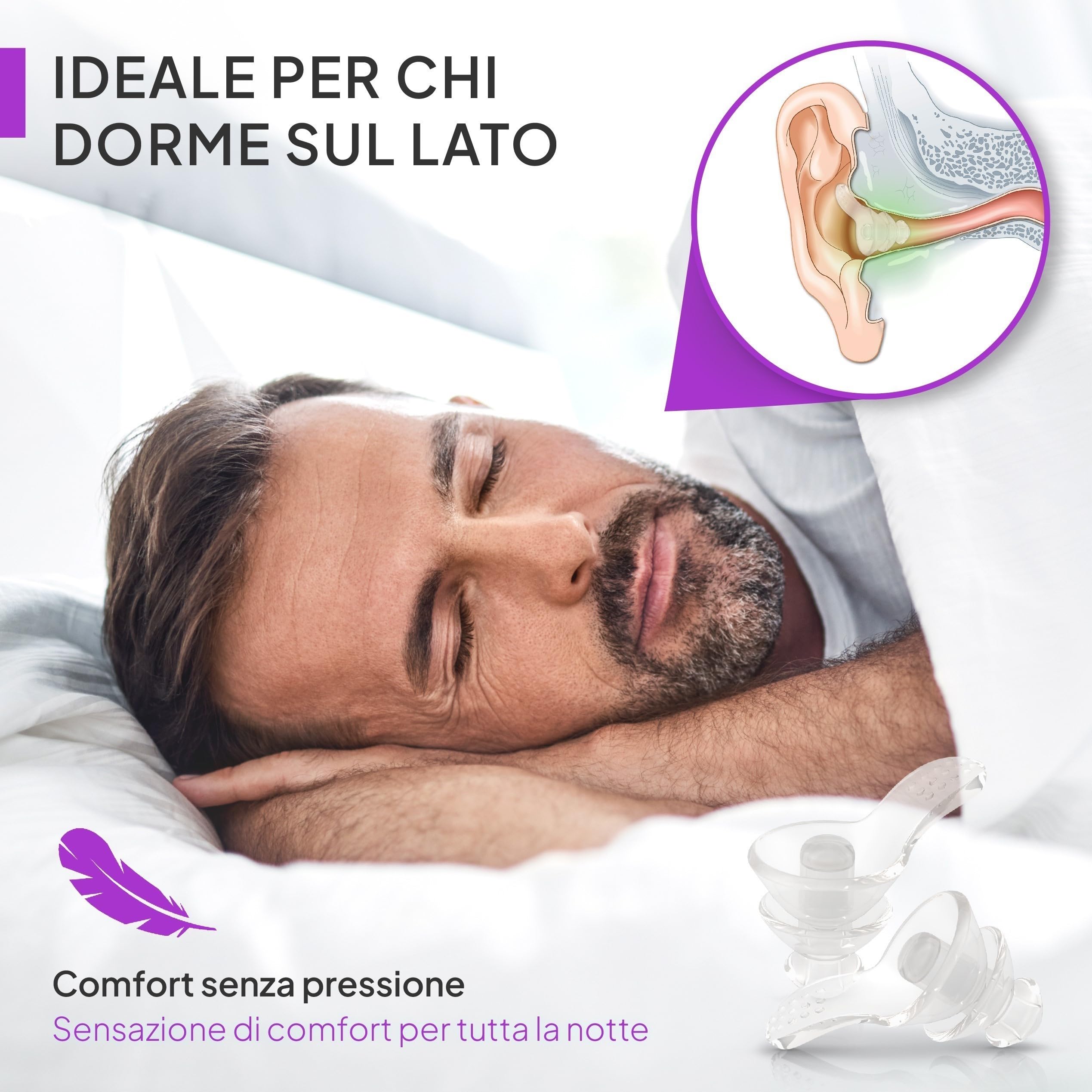 Senner ® DreamPro - Tappi orecchie per sonno tranquillo - Protezione udito in ambienti rumorosi, per chi dorme di fianco - Anti Russamento - Ipoallergenici, 2 misure, Contenitore alluminio