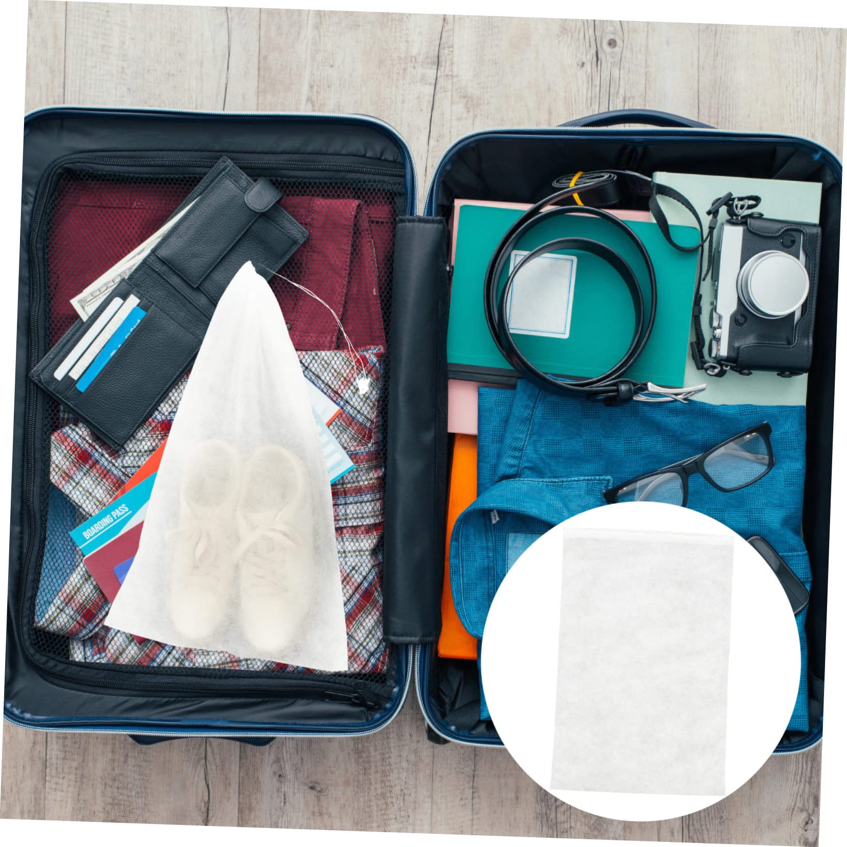 Ipetboom Sacchetti Organizer per Scarpe per Scarpe da Viaggio Antipolvere Non Tessuto 50 Pezzi Bianco 32x48cm Pratico per Viaggio e Conservazione