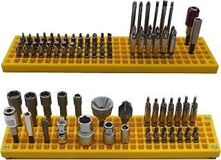 FREE ZONE Bit Organizer Set (Yellow) – 158-Hole Bit Storage – 1/4" Hex Bits & Drive Bits Adapter Storage – Toolbox Storage (Tools Not Included)