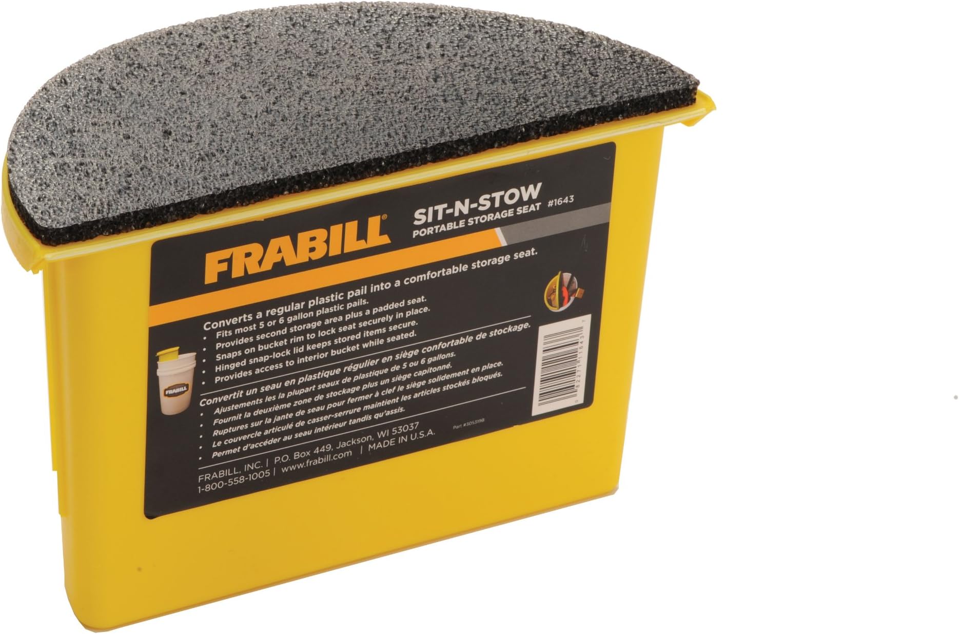 Frabill Sit-N-Stow | Padded Storage Bucket Lid for Comfortable Seating and Additional Storage , Yellow