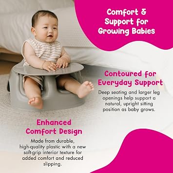 Bumbo 2 Pack Plastic Floor Seat Lite & Tray Combo, 3 to 12 Months, Breige