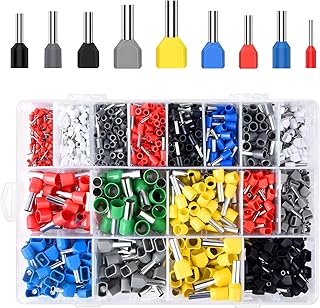 Lytool Double Wire Ferrule Kit,1200pcs Ferrules Connectors Set, Insulated Wire Ferrule Crimp Connectors Pin, Twin Ferrule Wire Ends Terminals Pins,Single-Line Ferrules & Twin Wire Ferrule Set,AGW 23-6