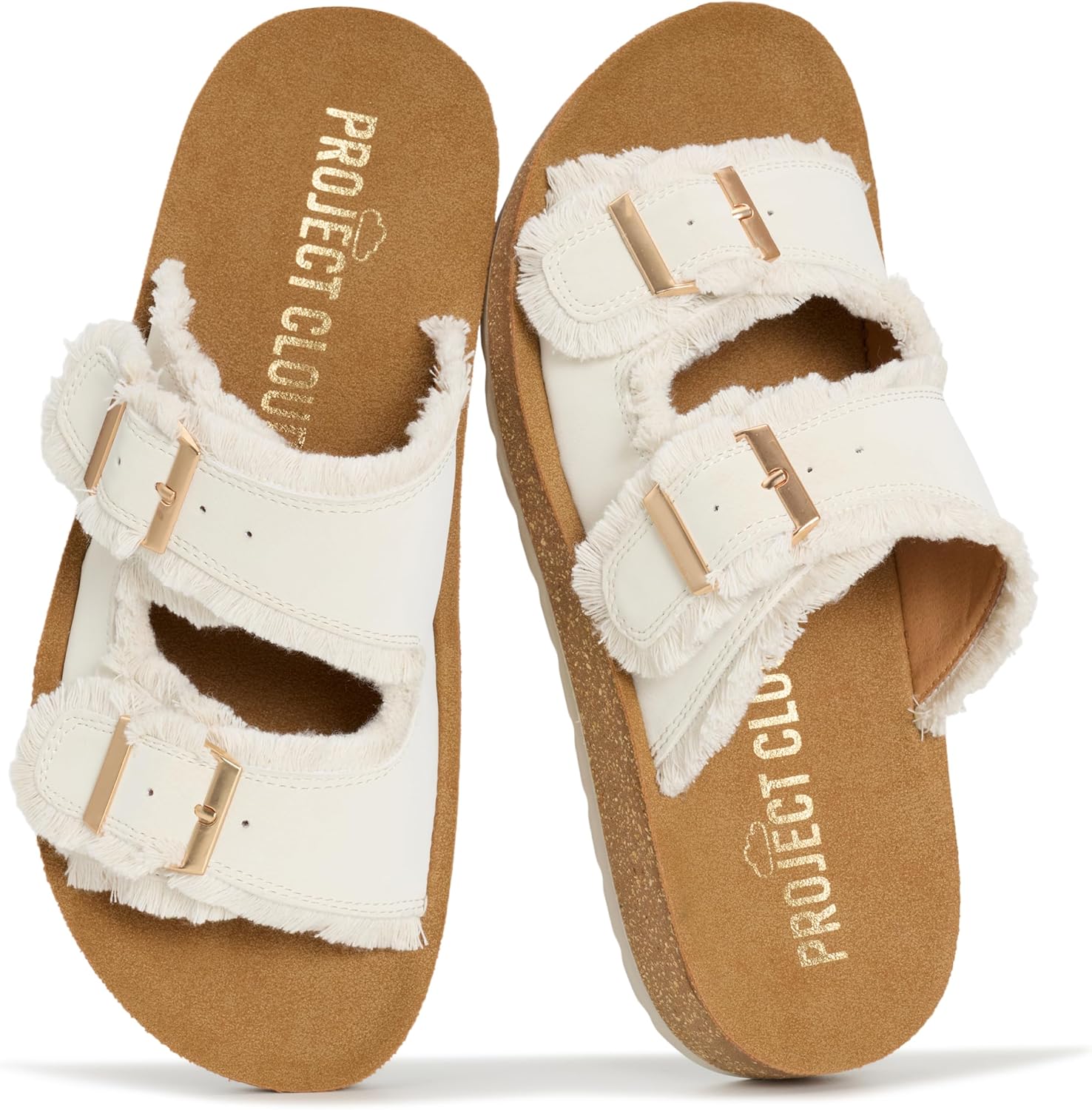 Project Cloud Comfortable Sandals Women - Lightweight with Plush & Soft Insole Buckle Womens Sandals - Non Slip and Durable Fashion Platform Slides for Women 2026 (LIGHT)