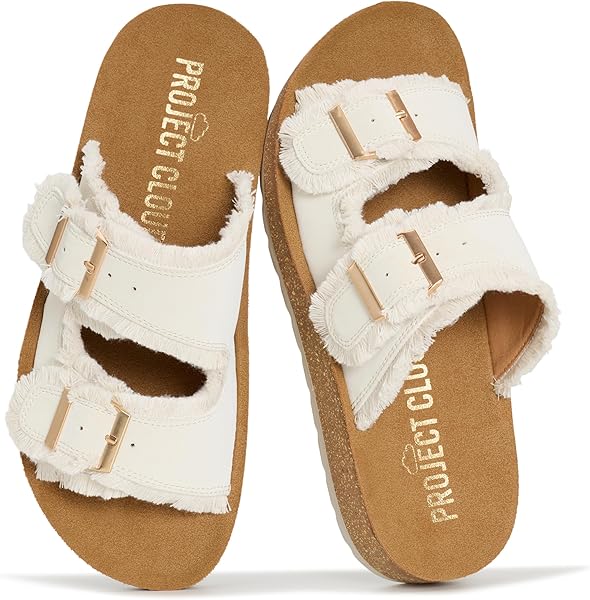 Project Cloud Comfortable Sandals Women - Lightweight with Plush & Soft Insole Buckle Womens Sandals - Non Slip and Durable Fashion Platform Slides for Women 2026 (LIGHT)