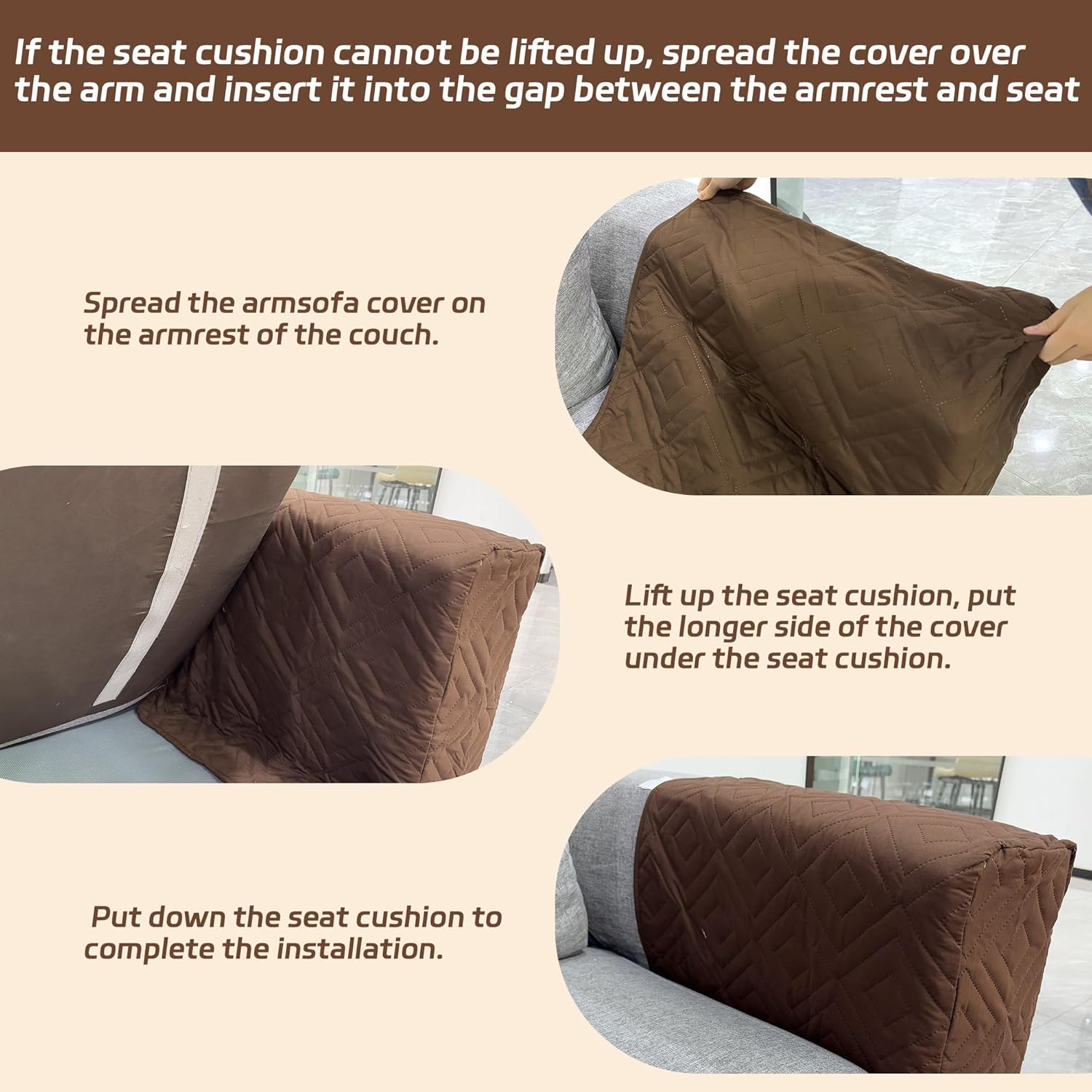 MEHIDFY Sofa Arm Cover, Waterproof Couch Armrest Protector, Anti-Slip Sofa Cover, Remote Holder for Armchair, Recliner Caddy with 3 Pockets for TV Remote, Phone, Pad, Pen, Book(Brown 2pcs)