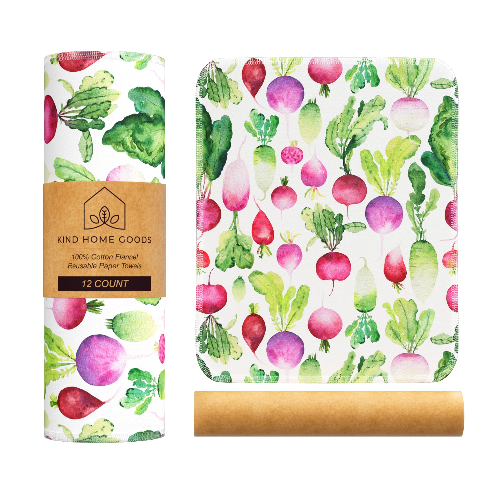 Reusable Paper Towels (12"x10”) - Soft Absorbent 100% Cloth Paper Towels-Washable Paper Towels Rolls w/Cardboard Roll-Reusable Napkins Washable-Dish