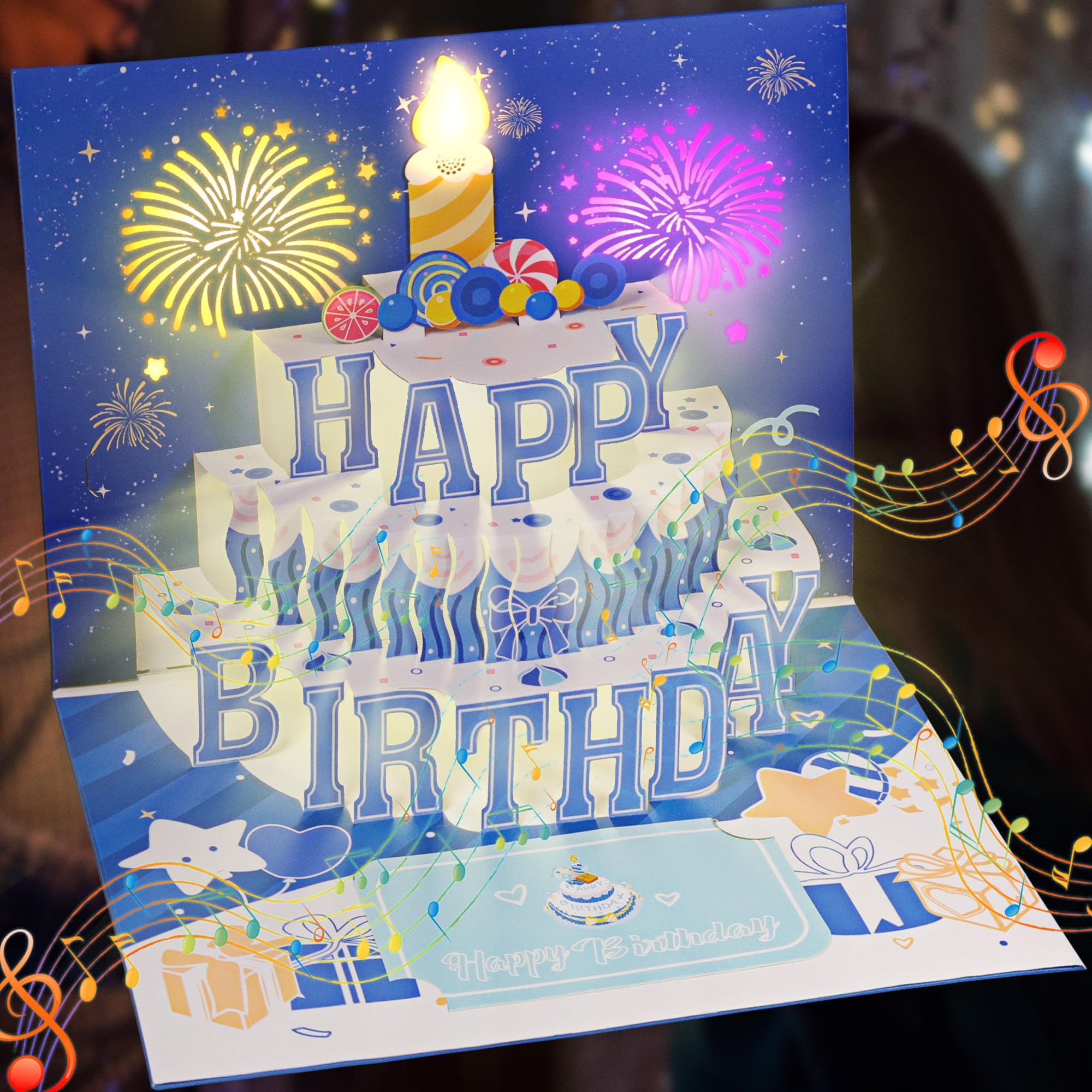 Carte D'Anniversaire Musicale 3D Depesche - Avec Lumière Et Son, 15,5 X 15,5 Cm, Pliante