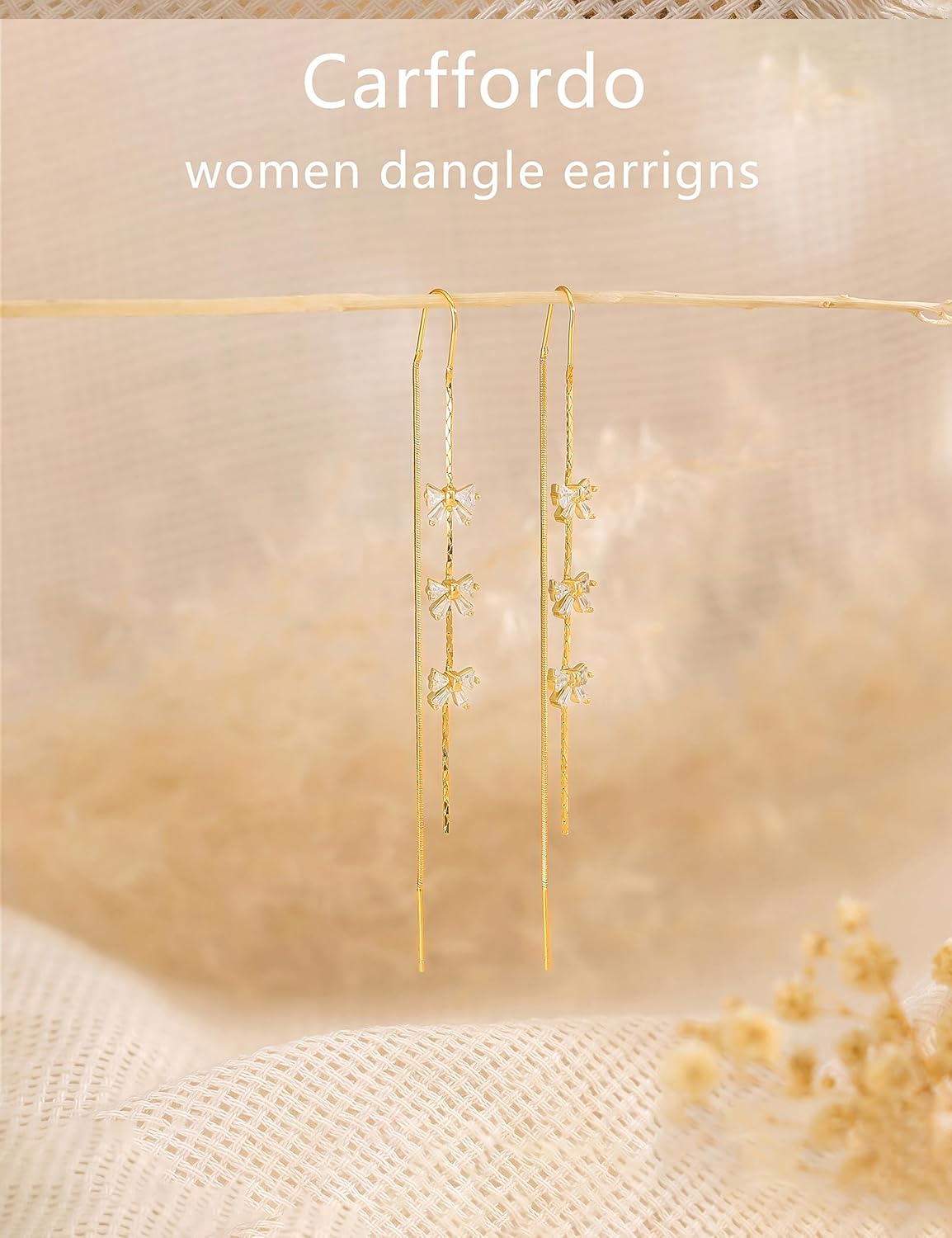 Dangle Earrings for Women - Dainty 14K Gold Plated Long Drop Chain Earrings Trendy Wedding Threader Earring Hypoallergenic Prom jewelry - Image 6