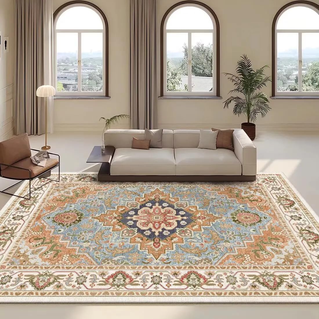 Tapis persan rétro sans peluches et lavable pour résoudre le nettoyage du salon 120x200