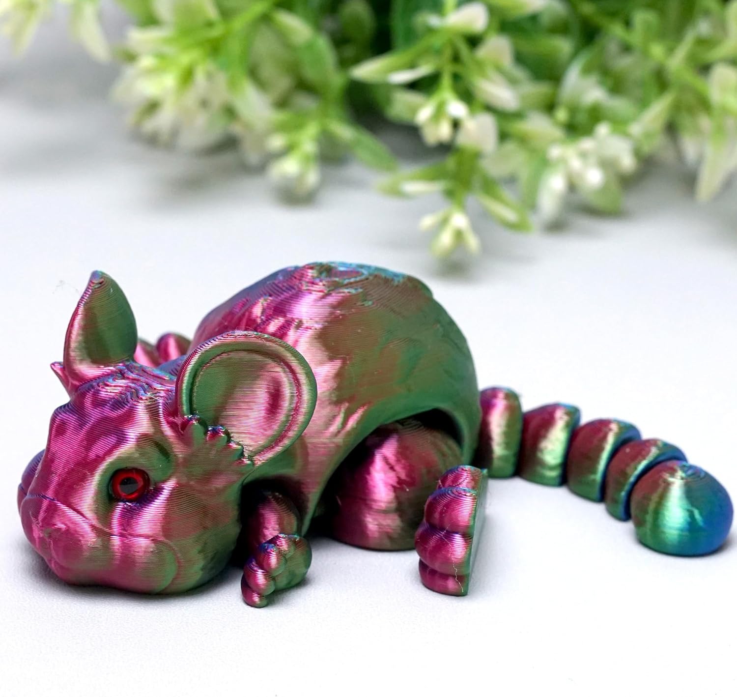 3D Printed mouse toy rat Model,Flexible Realistic Articulated Animal Fidget Toys,Mystery Figurines Gifts for Easter,Executive Desk Funny Décor and Festival Collectible,Easter Basket Stuffers (RGB)