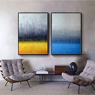 Lienzo abstracto pintura amarillo azul negro mezcla coloridos carteles impresos en la pared imagen de arte nórdico para decoración de sala de estar-30x45cmx2 sin marco