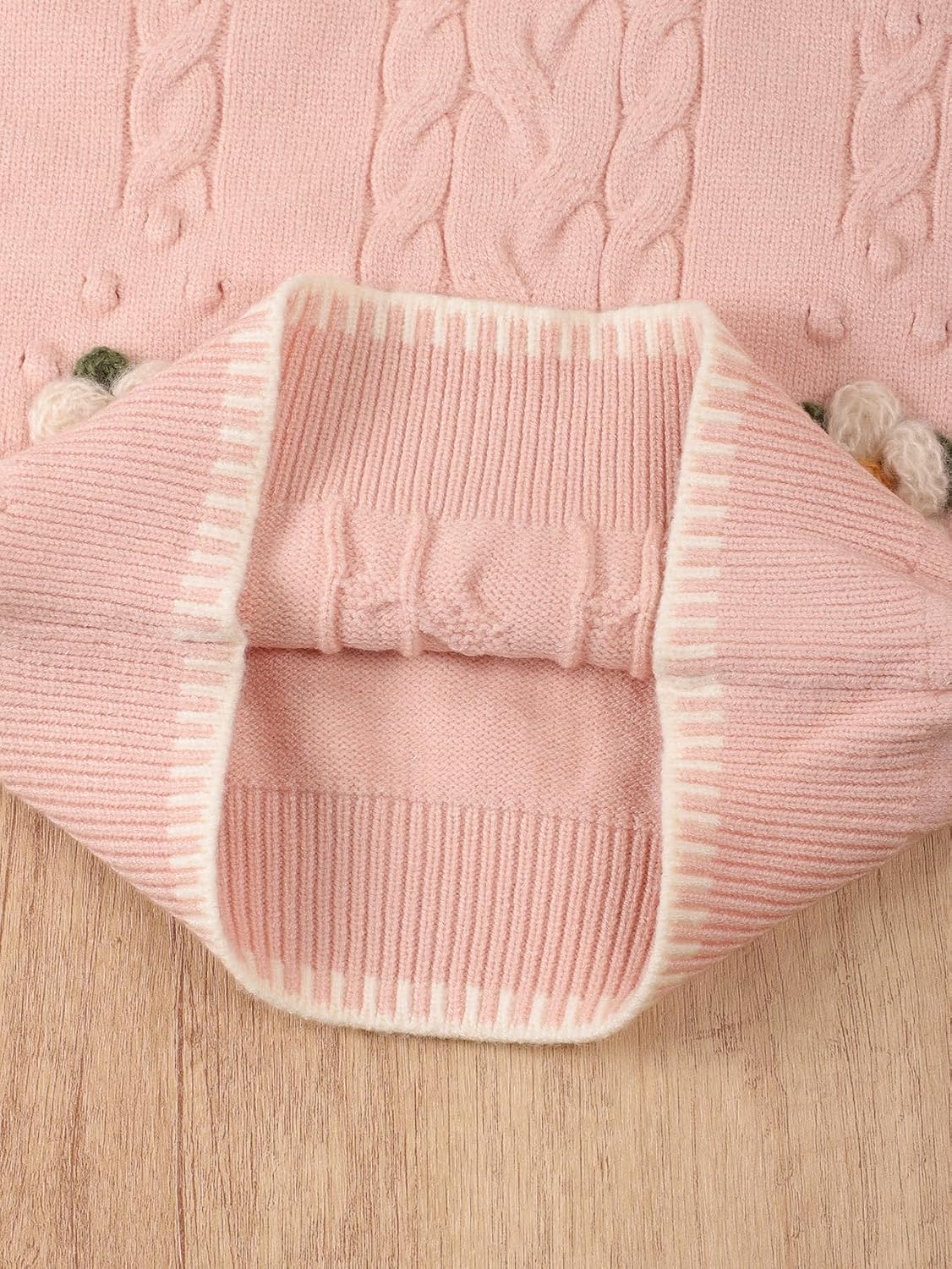 Danny D Boys Girls Cute Cartoon Pattern Knit Pullover Sweater Kids Fall Winter Long Sleeve Warm Tops (US, Age, 7 Years, 3D Four Flower-Pink)