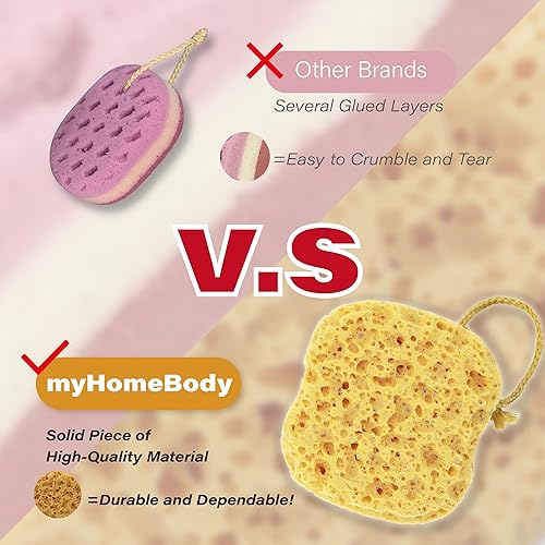 Miniatura 36 de myHomeBody Esponja de baño, esponja de espuma, exfoliante corporal para baño, puf de ducha exfoliante para ducha, tamaño grande, mucha espuma,