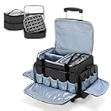 LUXJA Rolling Nail Polish Organizer Holds 90 Bottles and a Nail Lamp, Rolling Nail Polish Case with a Detachable Dolly and 3 Removable Cases (Patented), Black