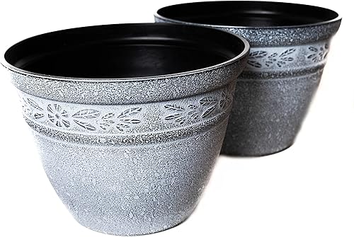 Miniatura 3 de Juego de 2 macetas florales de aspecto victoriano rústico, maceta para interior y exterior, jardín, patio, oficina, decoración del hogar, de larga