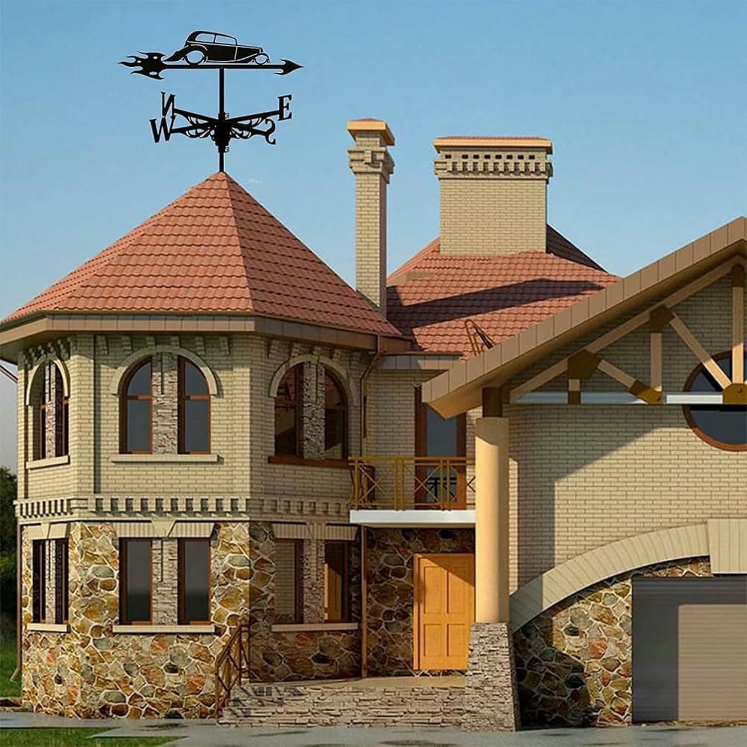 Patio Weather Vane Metal Weather Vane Vintage Weathervane Diretion Indiator for Outdoor Garden Roof Paddok Deoration Vane