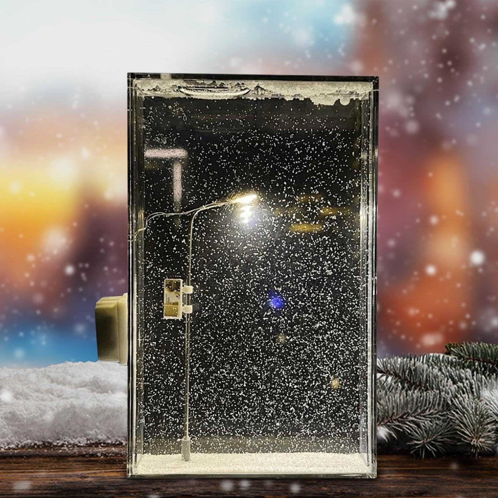 Xuminny Snowy Night Flowing Night Light, Snowy Night Street Lamp DIY Handmades Christmas Nights, Desktop Christmas Snow Scenery Small Street Light Decoratoin (Multicolor)