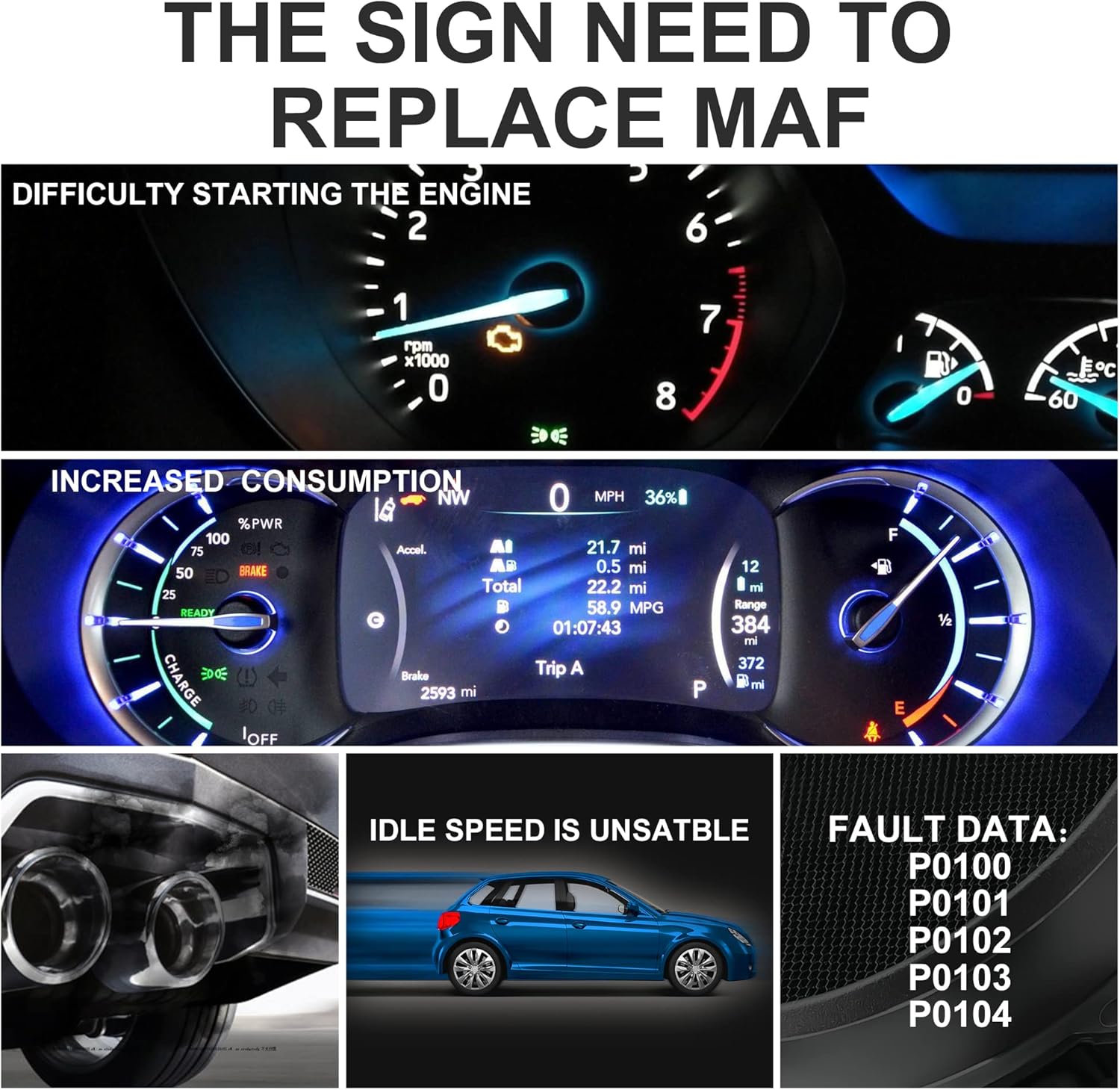 MOSTPLUS Mass Air Flow Sensor Meter Compatible with Chevy & GMC & Cadillac 4.3L 5.0L 5.7L 7.4L 25008219 25008307