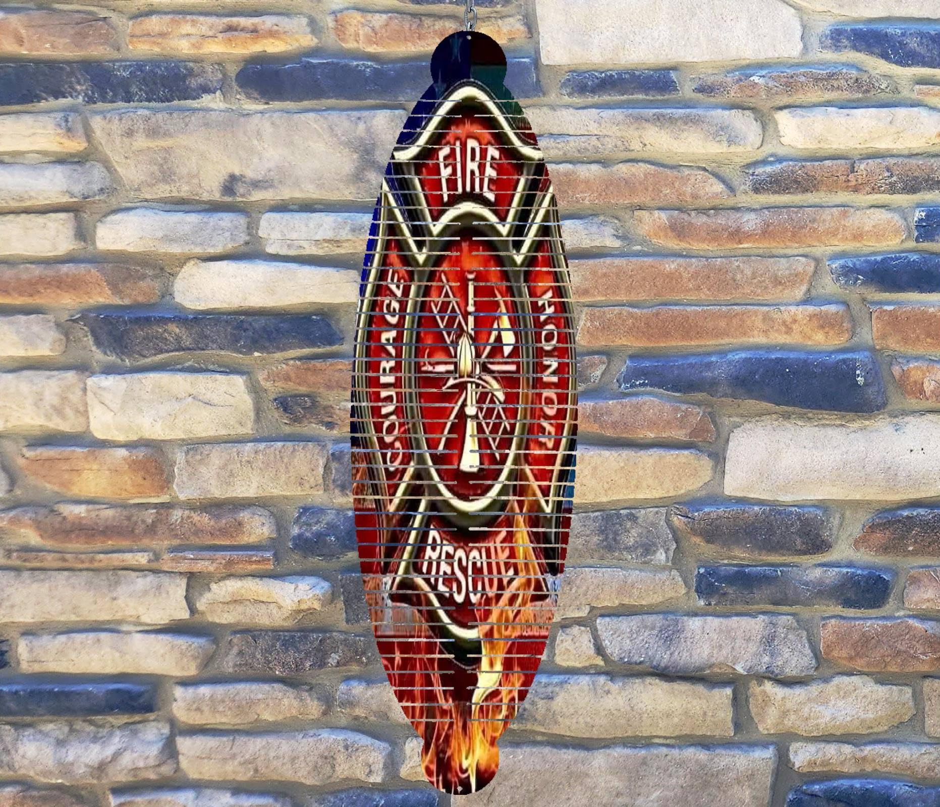 Tromic 16 Inch Helix Fire Department Maltese Cross Wind Spinner Yard Decor Aluminum Sublimated Garden Art Indoor Outdoor 3D Kinetic hws-017