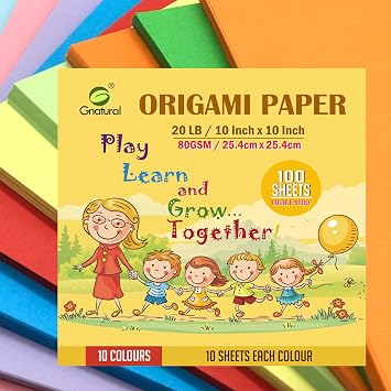 10 x 10 inch Large Origami Paper 20LB - 10 Colored 100 Sheets Double Sided Handmade Folding Paper Square Paper for Kids School DIY and Arts & Crafts