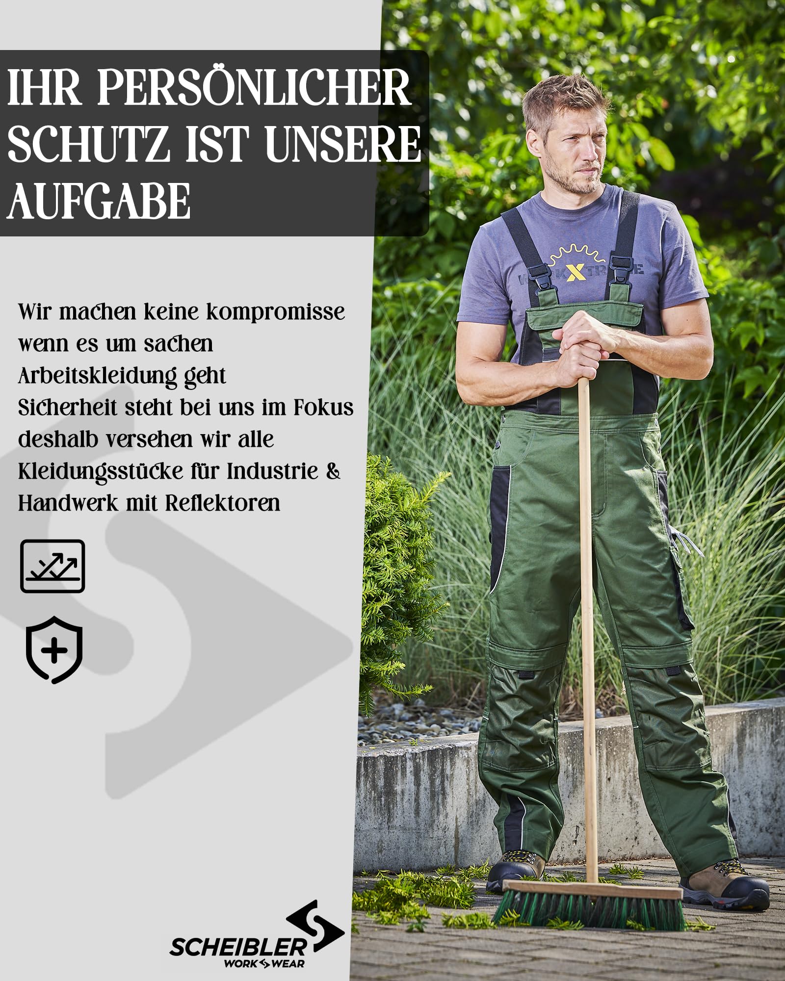 Scheibler Workwear Active - Salopette da lavoro da uomo, con cinghie elastiche e molte tasche, disponibile nelle taglie 46-60