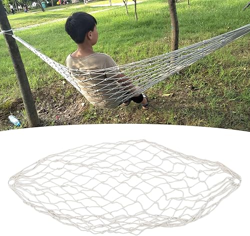 Miniatura 3 de Hamaca de cuerda de algodón, tejida a mano tradicional con capacidad de 264.6 libras, hamaca portátil de malla de cuerda de algodón para exteriores,