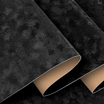 Stickyart Black Peel and Stick Velvet Wallpaper Drawer Liner Luxury Textured Fabric Contact Paper Self Adhesive Removable Vintage Felt Wall Paper for Jewelry Box Cabinets Bedroom Wall 12"x80"