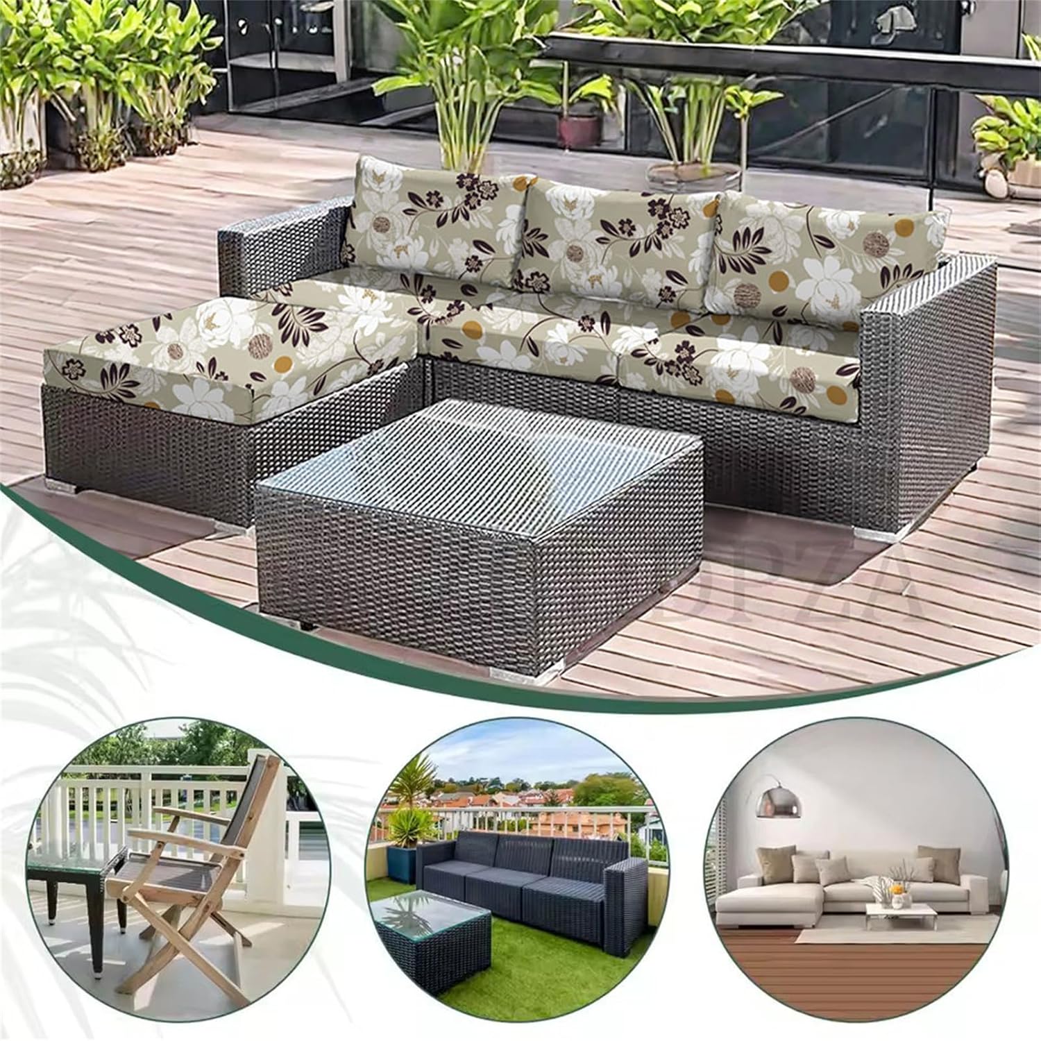 Stretch Rattan Cushion Covers for Garden Furniture, Elastic Fit Seat Covers, Soft Polyester Replacement Covers for Indoor Outdoor Use – Waterproof & Stylish (#5,2PCs Length 150-190cm)