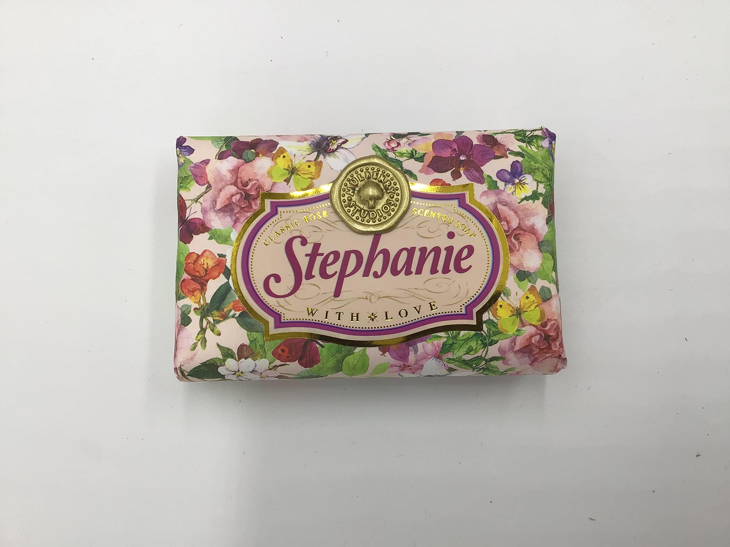 Mulberry StudiosStephanie - Gift Soap Bar For Her Birthday Rose Scent Mum Grandmother Cleanser Lather Present Girl