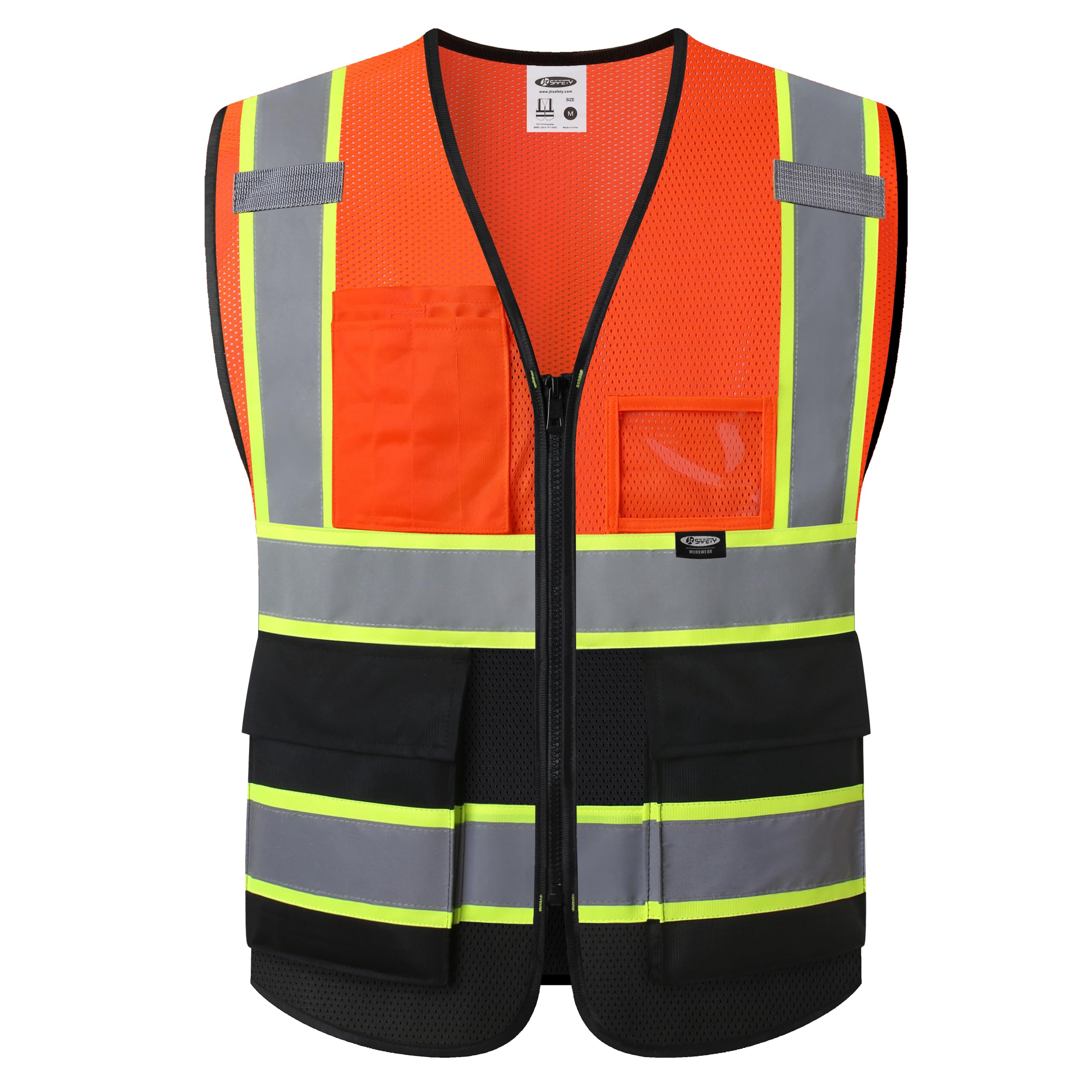 JKSafety Safety Vest for men women Hi Vis Vest with Pockets and Zipper High Visibility Reflective Vests BX320