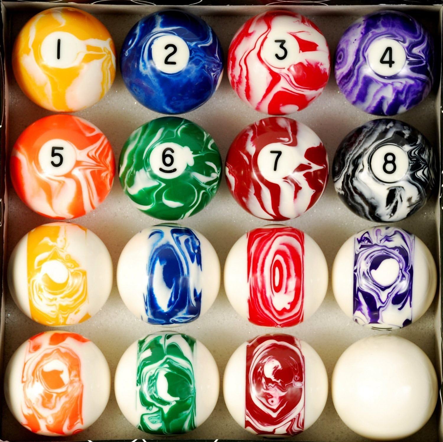 Marble Swirl Pool Table Billiard Ball Set Billiards Pool Hall Regular Size