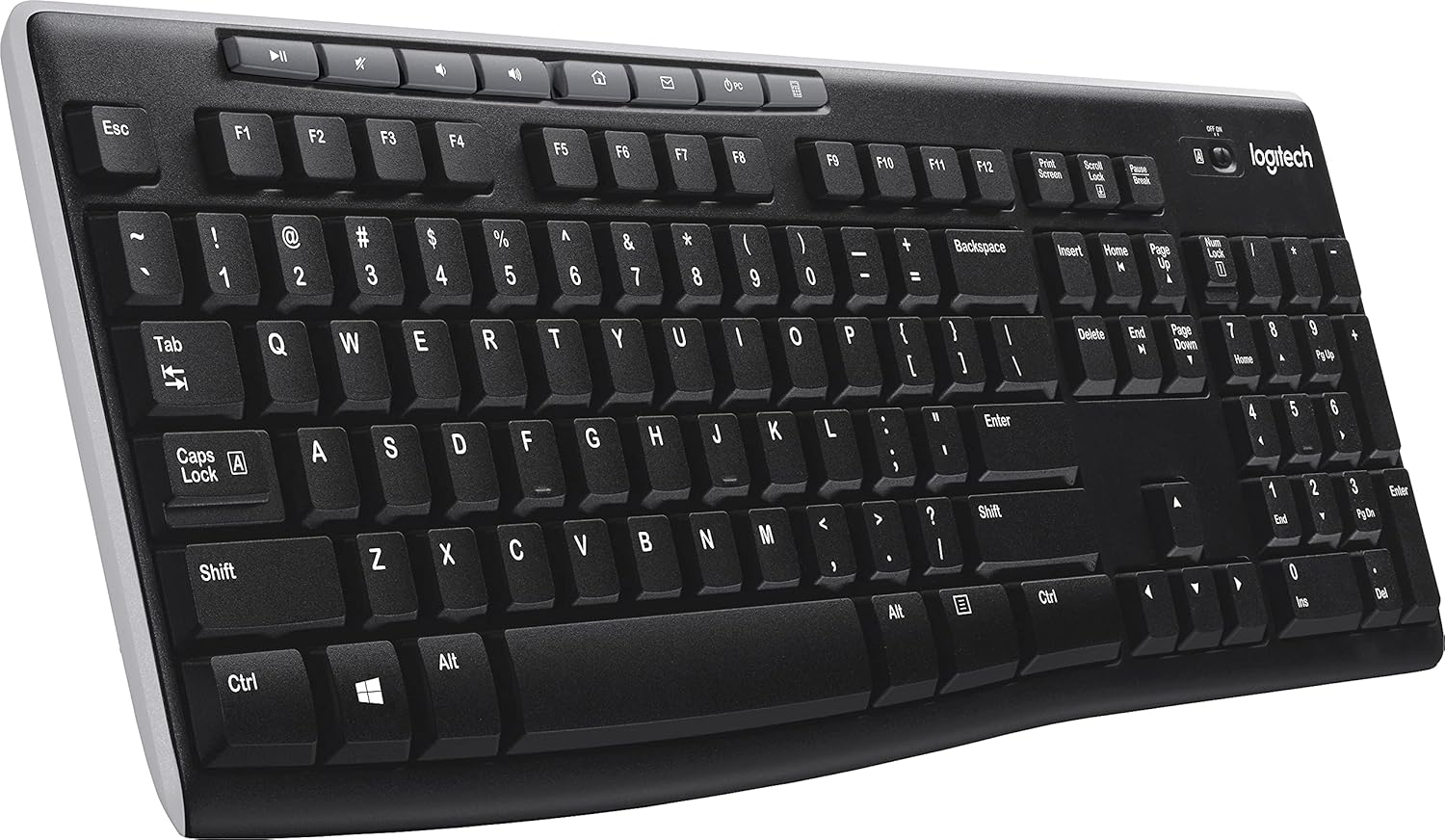 Бурчтуу view of the Logitech K270 Wireless Keyboard from the right