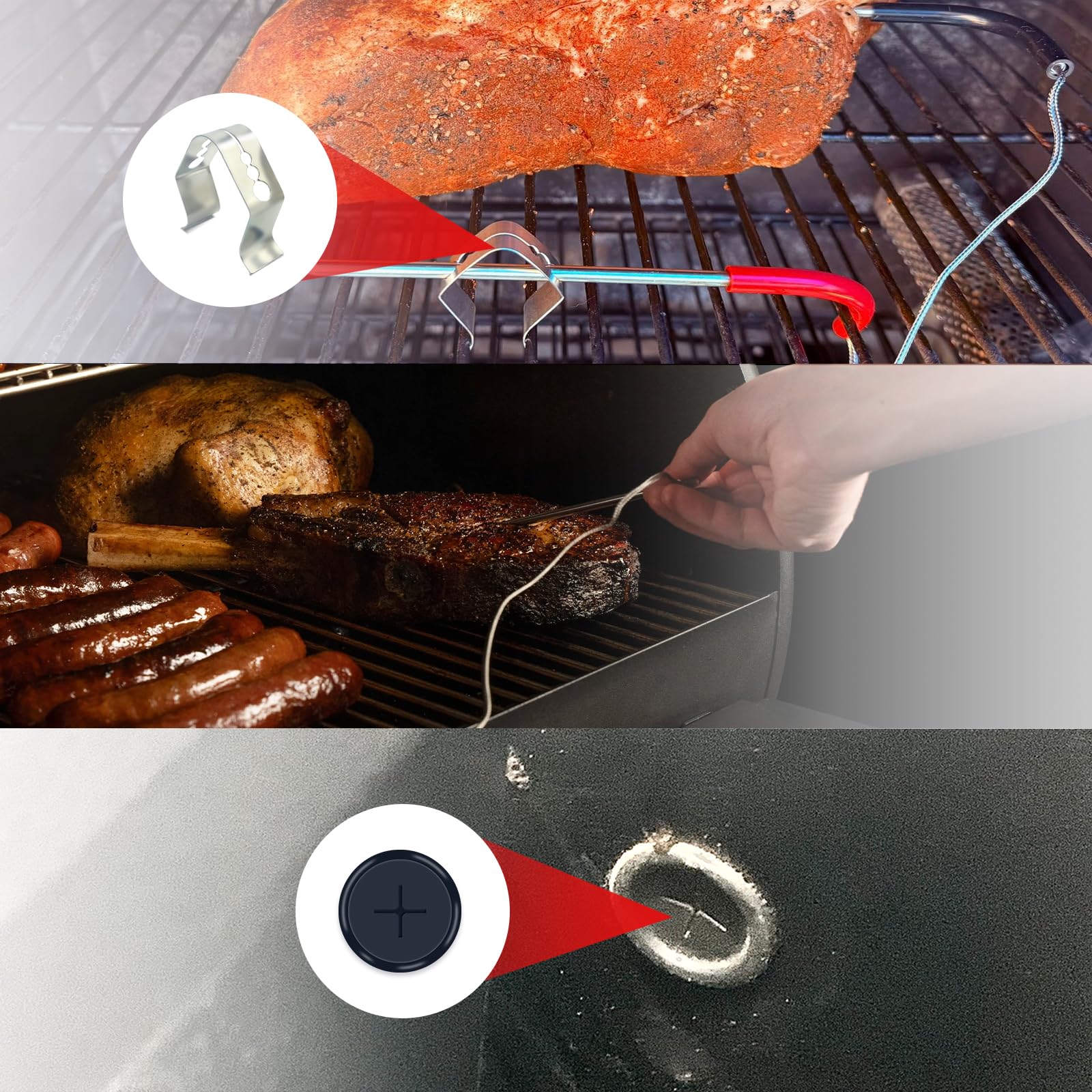 Fleischtemperatursonden-Ersatz, kompatibel mit Pit Boss Pelletgrills, 3,5 mm Stecker PT1000 wasserdichter Temperatursensor (537.8 °C Hitzebeständigkeit)
