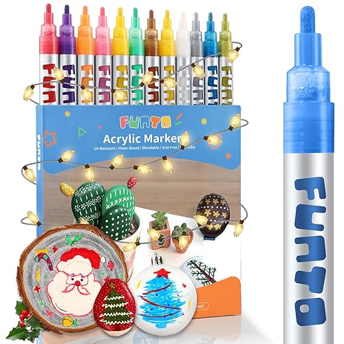 Funto Acrylic Paint Pens for Rock Painting, Fabric, Wood, Canvas,