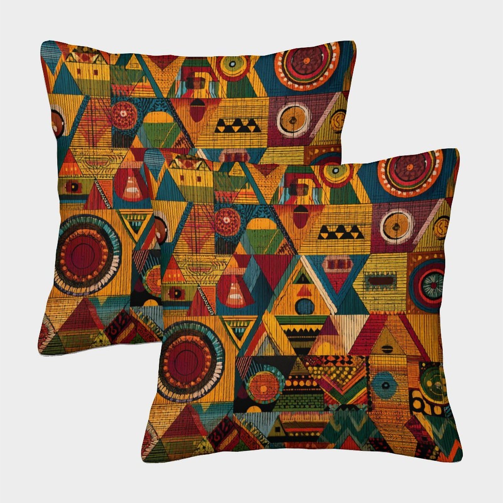 kaiyun 2 Pack Triangles, Rhombuses, Lines And Circles, Geometric Patterns Pillow Case Home Decoration Sofa Cushion Cover 45x45cm