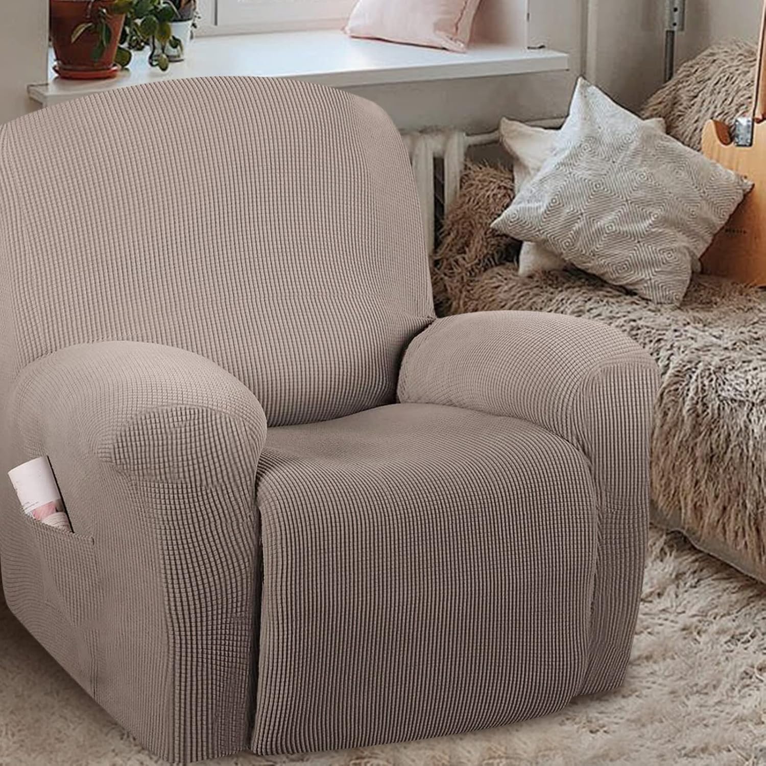 LIFKOME Stretch Recliner Sofa Cover Couch Slipcover Recliner Couch Covers Polyester Easy to Clean