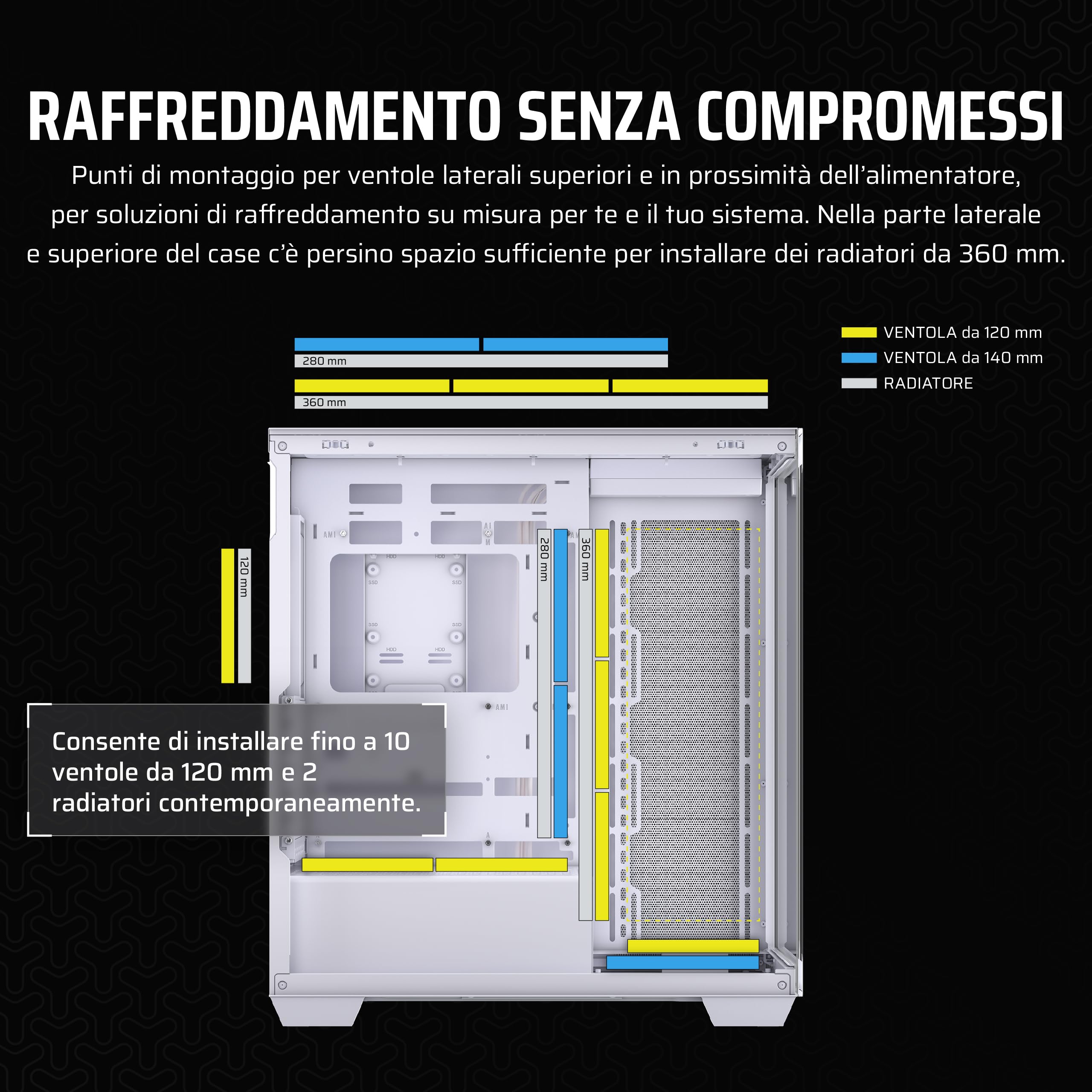 CORSAIR 3500X Mid-Tower ATX Case per PC - Vetro Temperato Panoramico - Compatibile con Scheda Madre a Connessione Inversa - Nessuna Ventola Inclusa - Bianco
