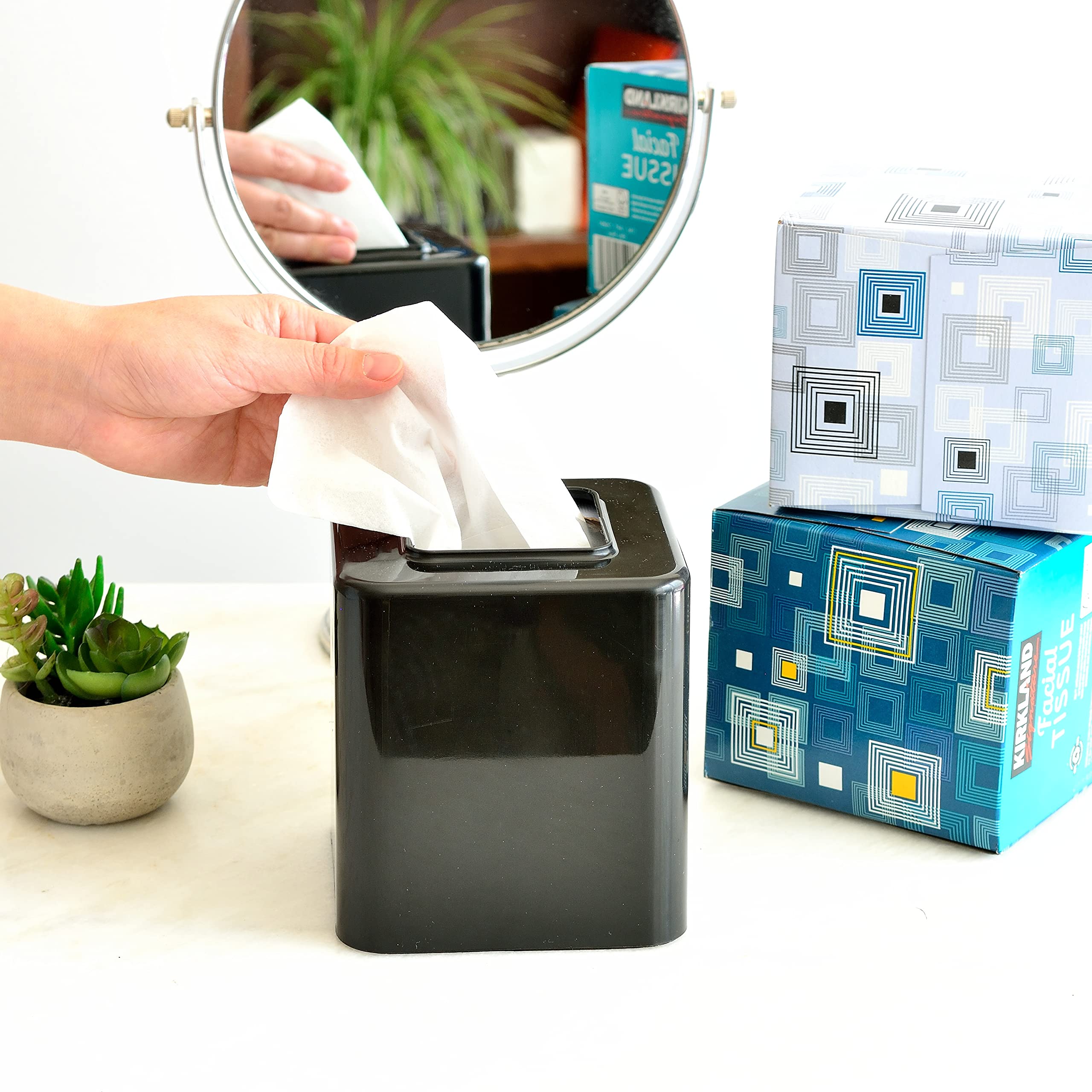 Taschentuchbox-Abdeckung Aus ABS – 2 Stück, Schwarz, Quadratisch, Für Saubere Aufbewahrung