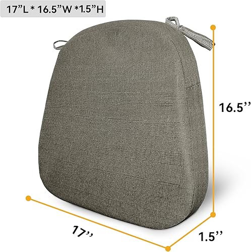 Miniatura 4 de Cojín para silla de comedor con lazos para sillas de comedor, almohadilla gruesa de espuma viscoelástica para silla de cocina, 17 x 16.5 x 1.5