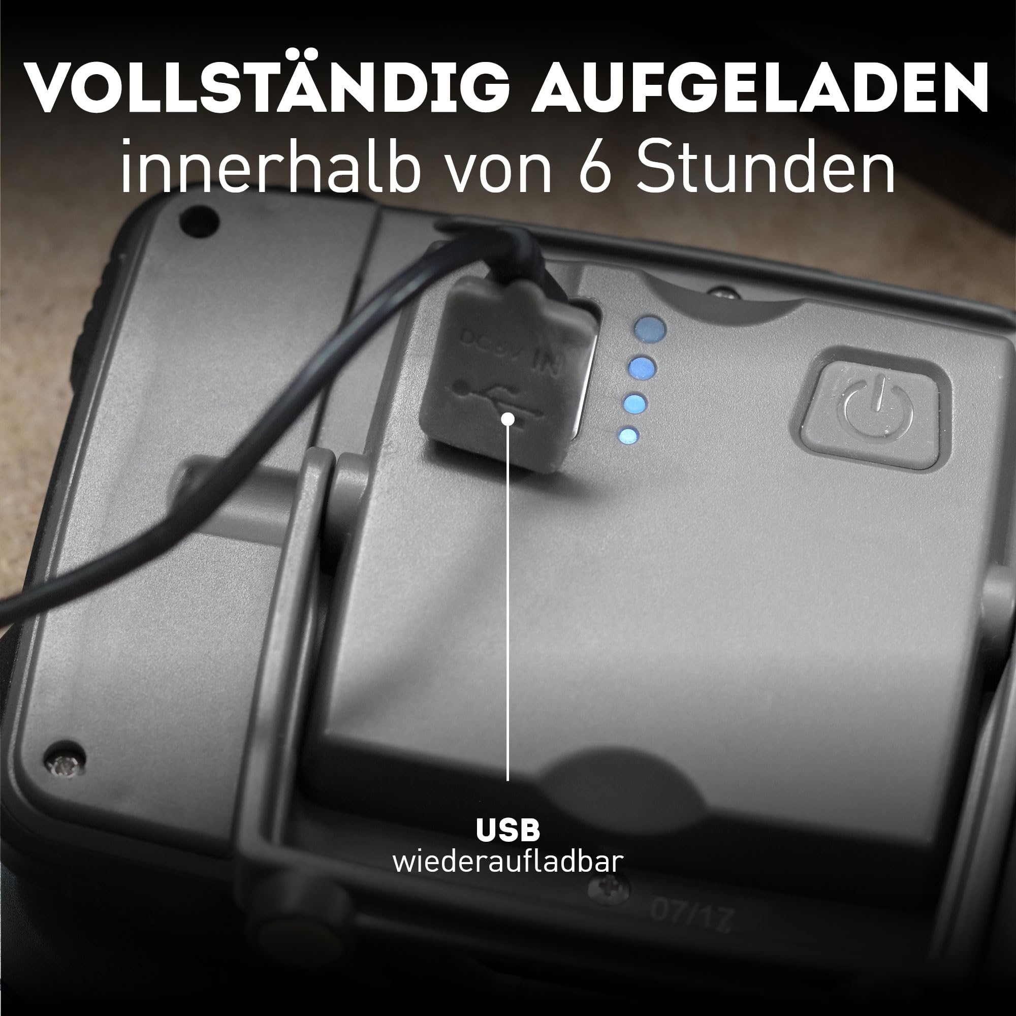 Akku Baustrahler LED, 1600 Lumen magnetisch – USB wiederaufladbare Arbeitsleuchte IP67 wasserdicht – Robuster LED Strahler Akku für Baustelle & Werkstatt – Favour