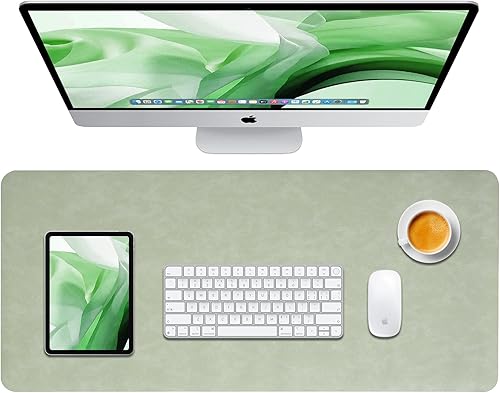 Miniatura 6 de Reniteco Alfombrilla de escritorio grande para juegos, impermeable, de piel sintética, para teclado y mouse, base de gamuza antideslizante,