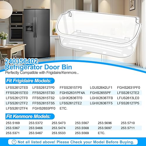 Vista 4 de Contenedor de puerta de refrigerador mejorado 240356402 compatible con Frigidaire, repuesto de estante de puerta, estante de puerta Frigidaire