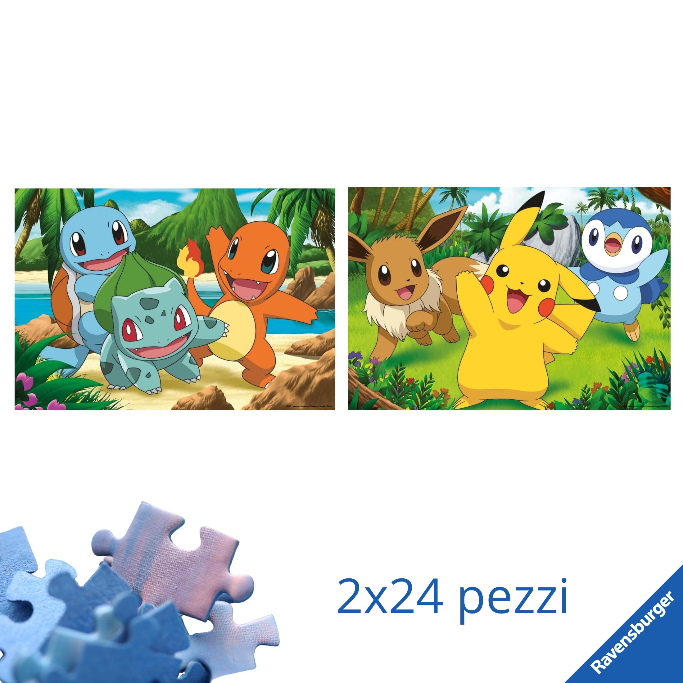 Ravensburger - Puzzle Bambini 4 Anni 2x24 Pezzi, Pokemon - Puzzle 4 Anni, Collezione Pokémon, Include 2 Puzzle 24 Pezzi, Giochi Educativi, Idee Regalo