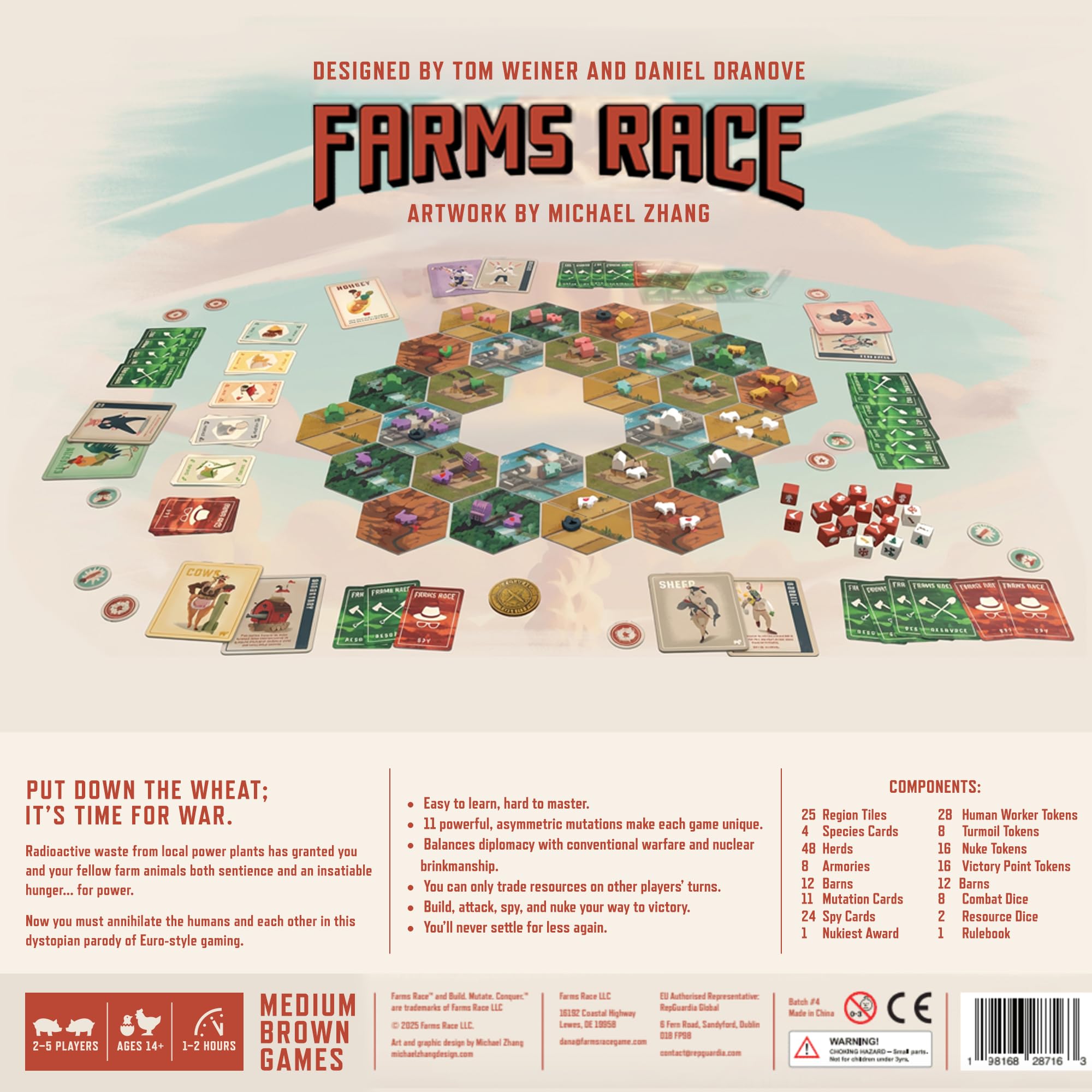 Edizione Deluxe - Gioco di strategia premium per adulti e famiglia, da 2 a 5 giocatori, da 1 a 2 ore, gestione delle risorse, controllo area, poteri asimmetrici con animali della fattoria nucleare