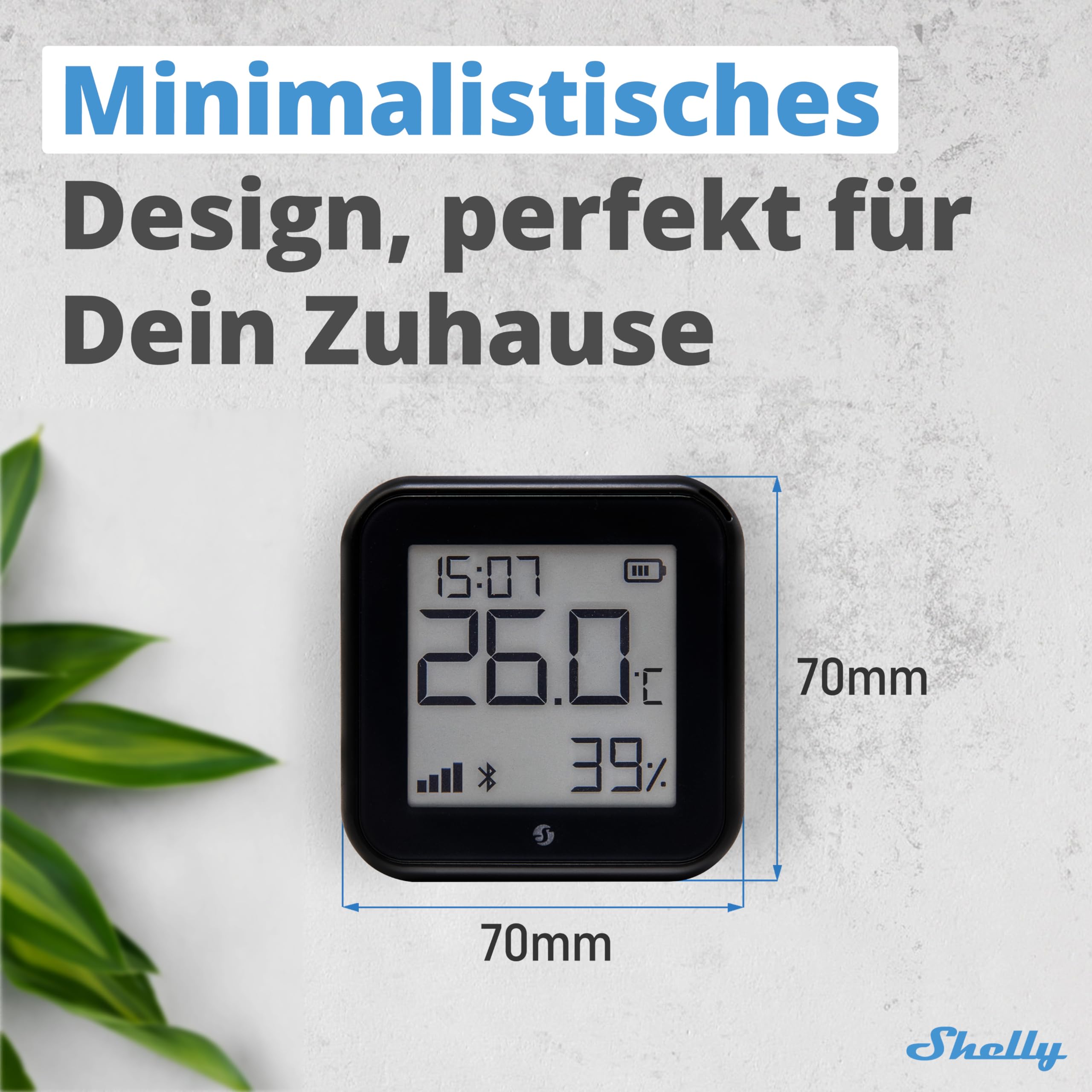 Shelly H&T Gen3 Schwarz | WLAN Smart Temperatur- und Feuchtigkeitssensor | Fernsteuerung | Smarte Szenen | Benachrichtigungen | Datenspeicherung | Kein Hub Erforderlich | Alexa & Google Home