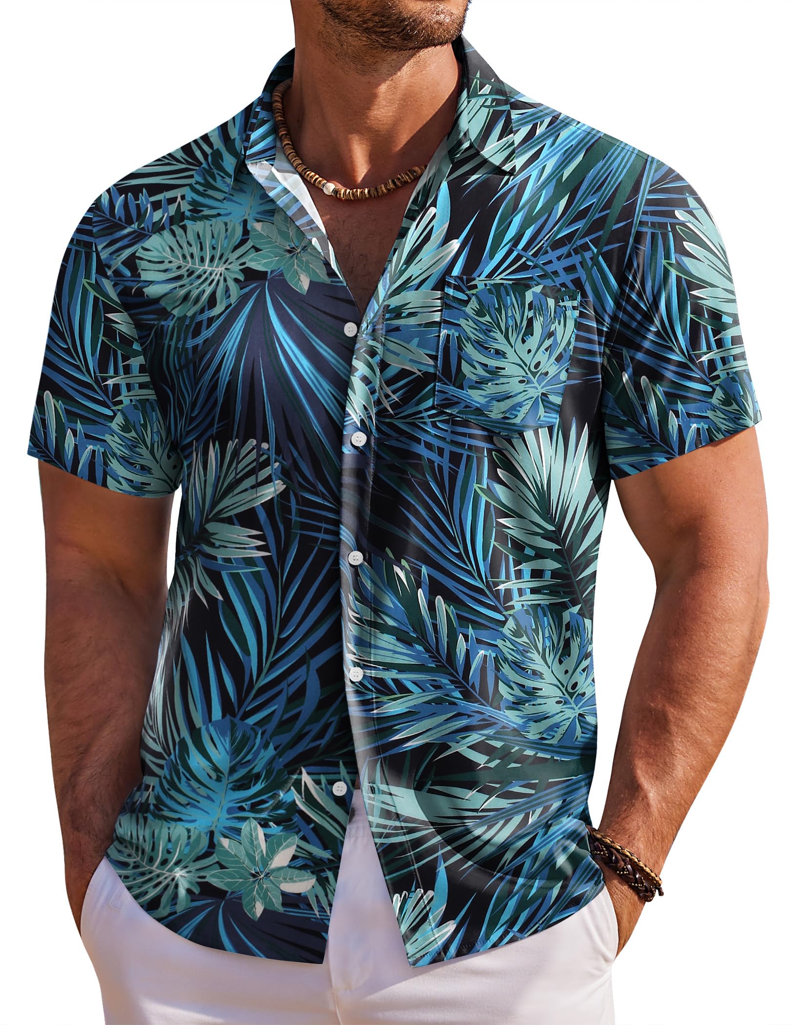 COOFANDY Hawaii Hemd Männer Kurzarm Sommerhemd Hawaiihemd Herren Urlaubshemd Blumen Strand Hemd Regular Fit