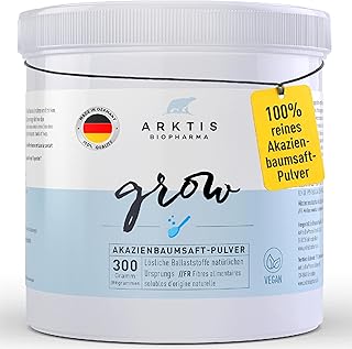 Akazienfasern Pulver Grow in Apothekenqualität 300g - Lösliche Ballaststoffe Pulver, Vegan & Glutenfrei – Frei von Zusatzstoffen – Laborgeprüft von AGROLAB – 100% Akazienfaser, Gummi Arabicum