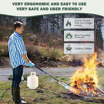 ARTFLAMM Propane Torch Weed Burner Kit with Storage Bag, Torch Gun for Outside with 10 FT Hose, Self Igniter Weed Flame Torch for Fire Pit, Roofing, Melting Snow and Ice