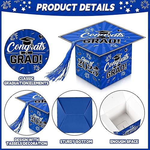 Miniatura 3 de Erweicet 36 cajas de dulces de graduación azul y negro para la clase de 2024, felicitaciones de chocolate dulce con borlas para fiesta de graduación